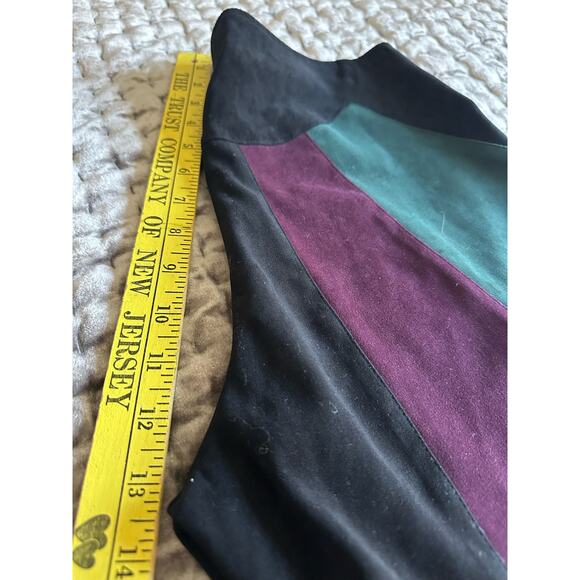 Cache micro Suede Pants black green maroon retro quilt formal party Y2K rare - Picture 8 of 16
